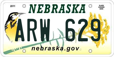 NE license plate ARW629