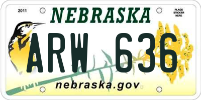 NE license plate ARW636