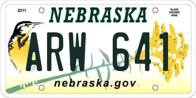 NE license plate ARW641