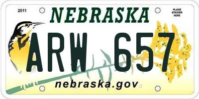 NE license plate ARW657