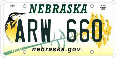 NE license plate ARW660