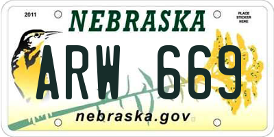 NE license plate ARW669