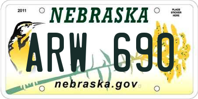NE license plate ARW690