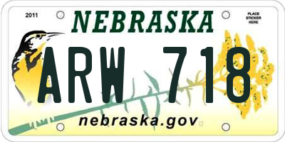 NE license plate ARW718