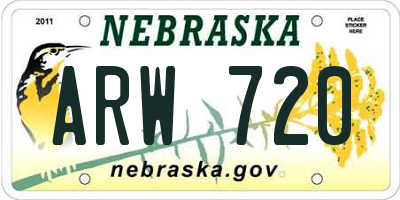 NE license plate ARW720