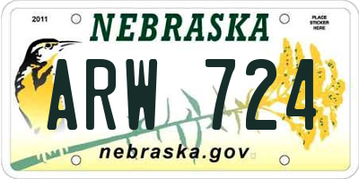 NE license plate ARW724