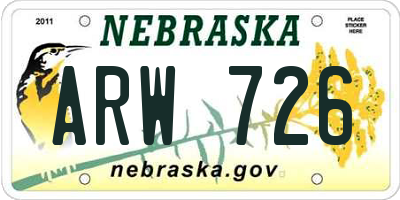 NE license plate ARW726