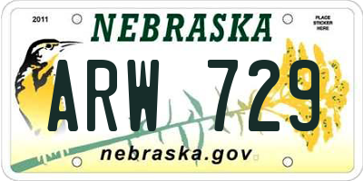 NE license plate ARW729