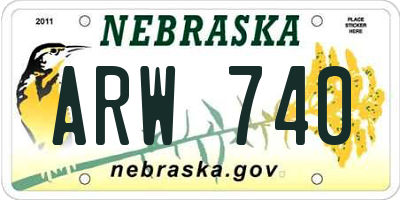 NE license plate ARW740