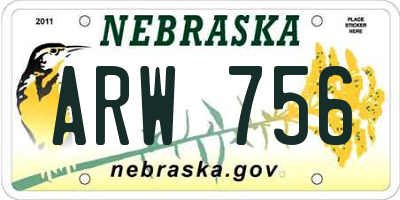 NE license plate ARW756