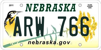 NE license plate ARW766
