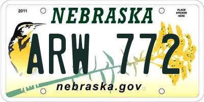 NE license plate ARW772