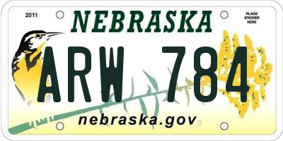 NE license plate ARW784