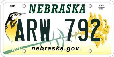 NE license plate ARW792