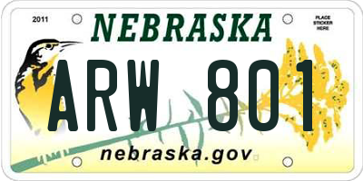 NE license plate ARW801