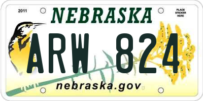 NE license plate ARW824