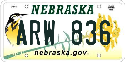 NE license plate ARW836