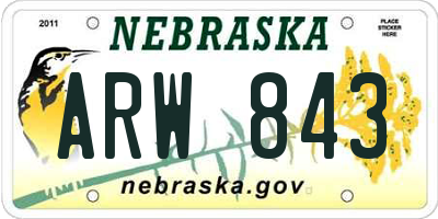 NE license plate ARW843
