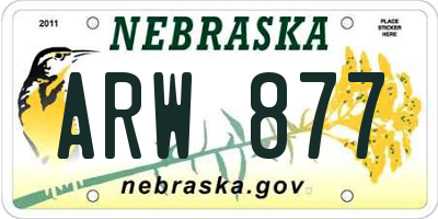NE license plate ARW877
