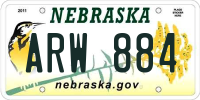 NE license plate ARW884