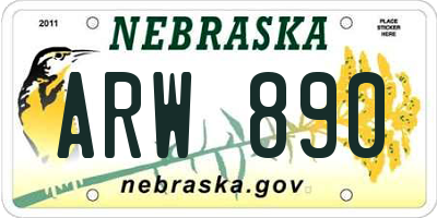 NE license plate ARW890