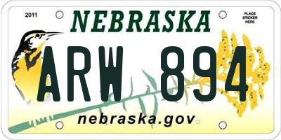 NE license plate ARW894