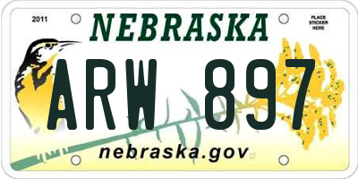 NE license plate ARW897