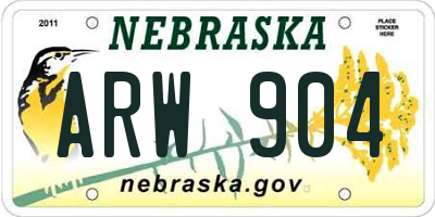 NE license plate ARW904