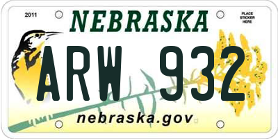 NE license plate ARW932