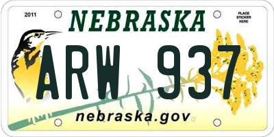NE license plate ARW937