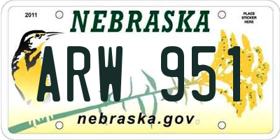 NE license plate ARW951