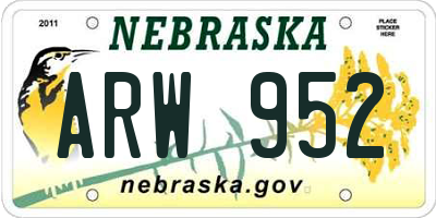 NE license plate ARW952