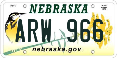 NE license plate ARW966