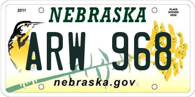 NE license plate ARW968