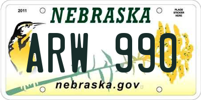 NE license plate ARW990