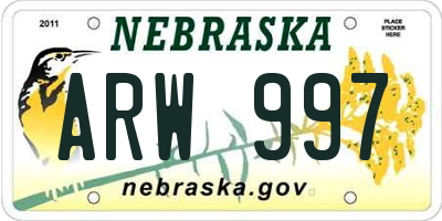 NE license plate ARW997