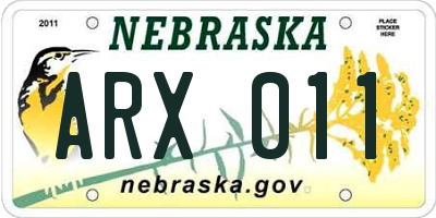 NE license plate ARX011