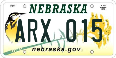 NE license plate ARX015