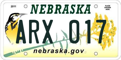 NE license plate ARX017
