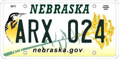 NE license plate ARX024