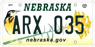 NE license plate ARX035