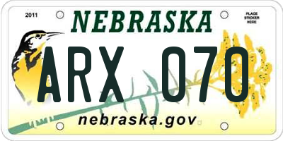 NE license plate ARX070