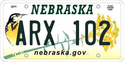 NE license plate ARX102