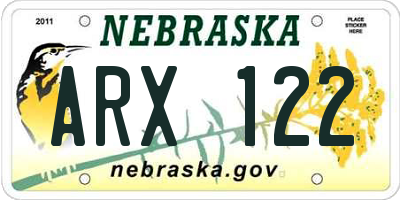 NE license plate ARX122