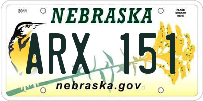 NE license plate ARX151