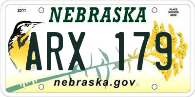 NE license plate ARX179