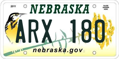 NE license plate ARX180
