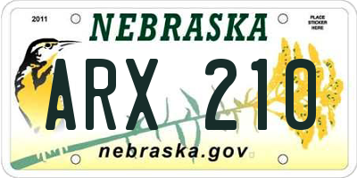 NE license plate ARX210