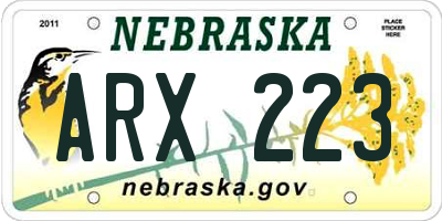 NE license plate ARX223