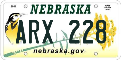NE license plate ARX228